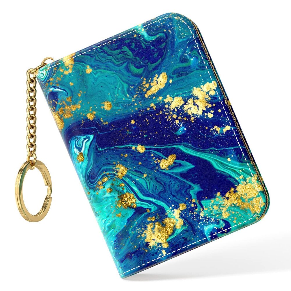 8294 Slim Leather RFID Wallet, Ocean Marble, 4.33 x 3.15 in